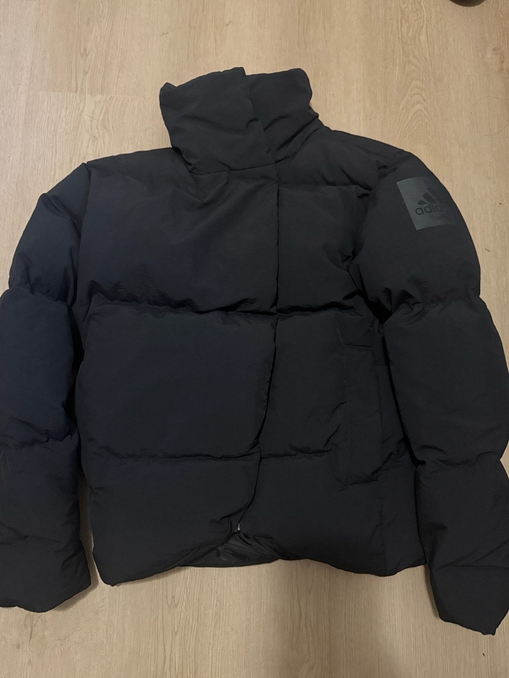 Adidas Women's Black Puffer Coat with Logo Patch size XS